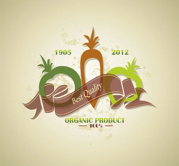 Emblema ou rótulo de alimentos frescos orgânicos e agrícolas — Vetor de Stock