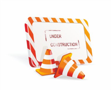 Under construction sign and traffic cone icons. clipart