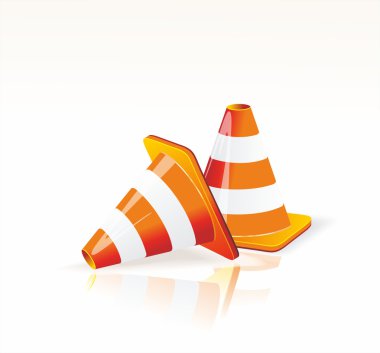 Under construction sign and traffic cone icons. clipart