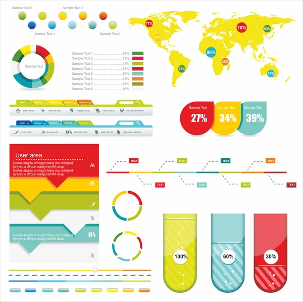 Carte du monde et graphiques d'information — Image vectorielle