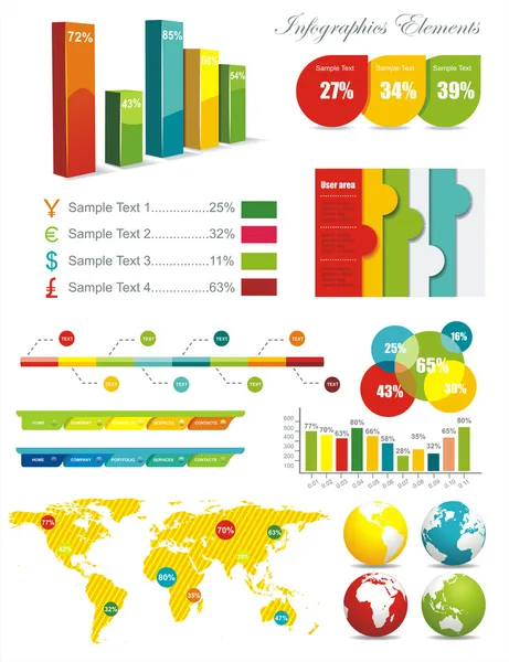 Mapa Mundial e Gráficos de Informação — Vetor de Stock