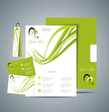 Corporate Identity Template Vector with green background clipart