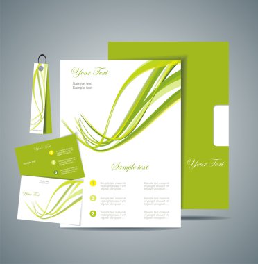 Corporate Identity Template Vector with green background clipart