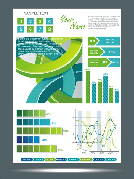 Modrý a zelený technologický banner s informační grafikou. Vektorová ilustrace — Stockový vektor
