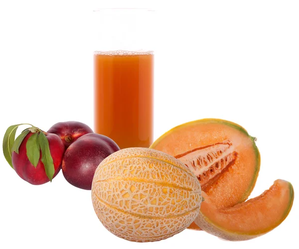 Gelas jus, persik dan melon — Stok Foto
