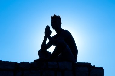 Man who prays God clipart