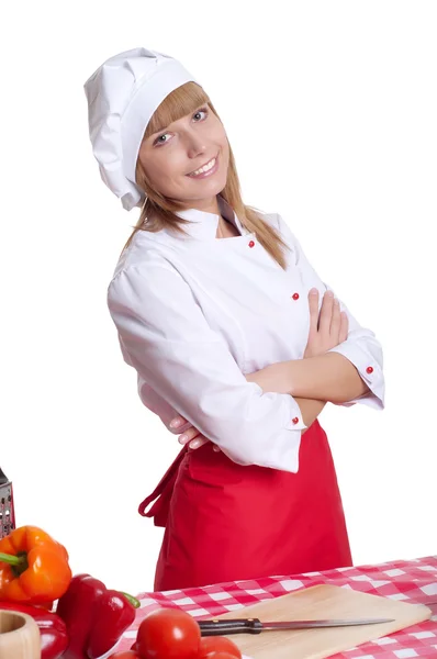 Portrait femme attrayante cuisinier — Photo