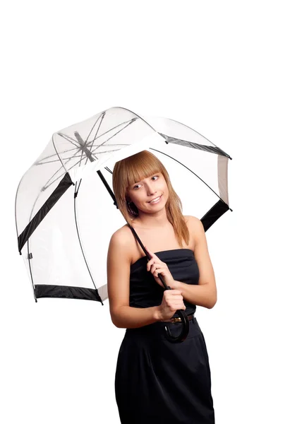 Žena hospodářství deštník — Stock fotografie