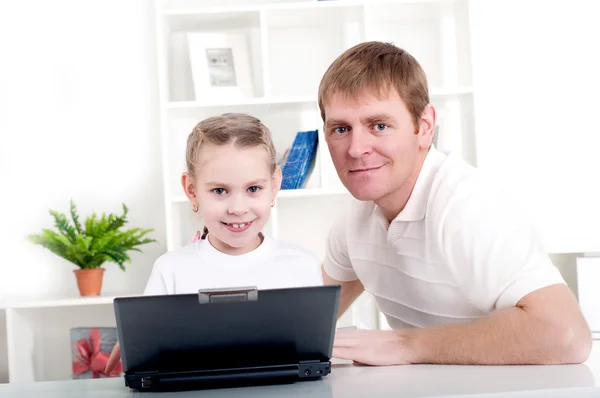 Working together for laptop — Stock Photo, Image