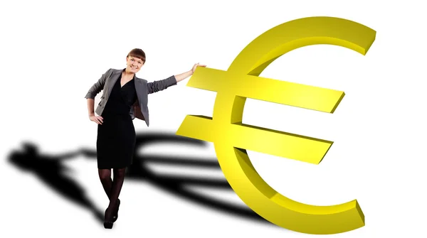 Woman is based on euro — Stock Photo, Image