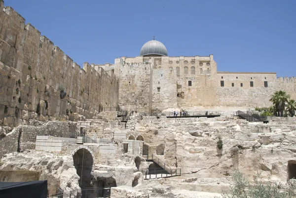 Jeruzalém vykopávky u západní zdi — Stock fotografie