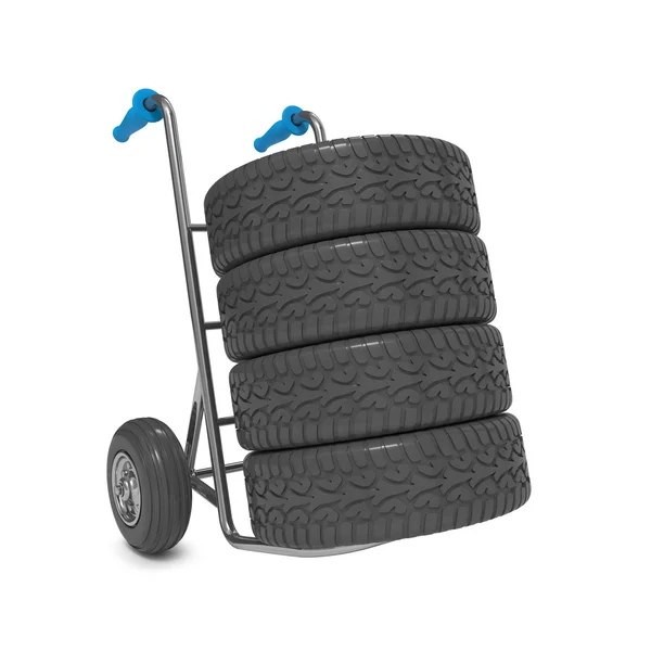 Camión de mano con neumáticos —  Fotos de Stock