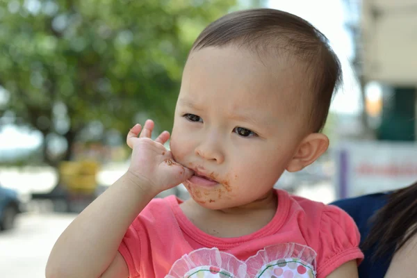 stock image Chocolate face girl