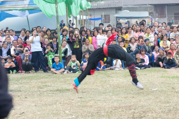 stock image CHIANG RAI, THAILAND -DECEMBER 28: Tradition new year party and martial art shows of mong hill tribe ,Wiang pa pao where tourist daily visiting, December 28 2011 in Chiang rai, Thailand.