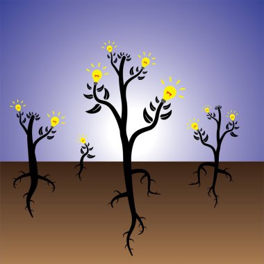 Concept of idea plants growing in fertile mind clipart