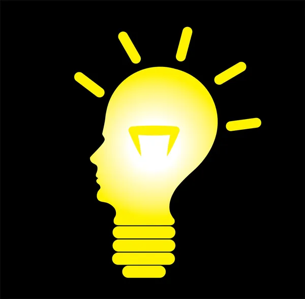 電球、問題解決の概念として人間の頭 — ストックベクタ