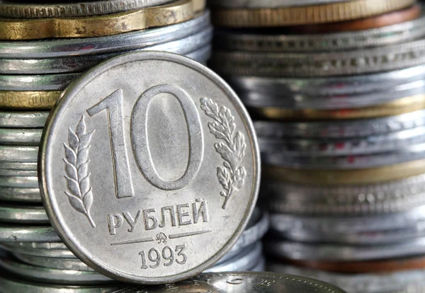 Russisk rabbel eller rubel mynt med 10 – stockfoto