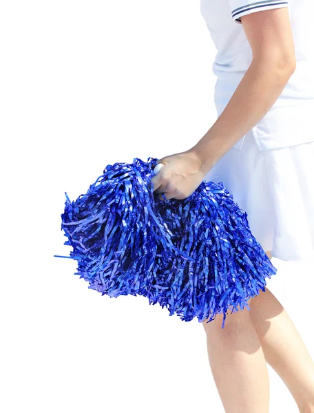 stock image Young cheerleading girl violet colored pom-pon