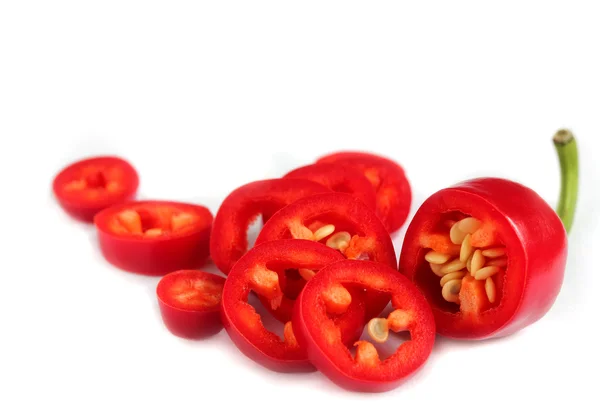 Pimentos picantes de jalapeno em fatias vermelhas quentes (pimentão ) — Fotografia de Stock