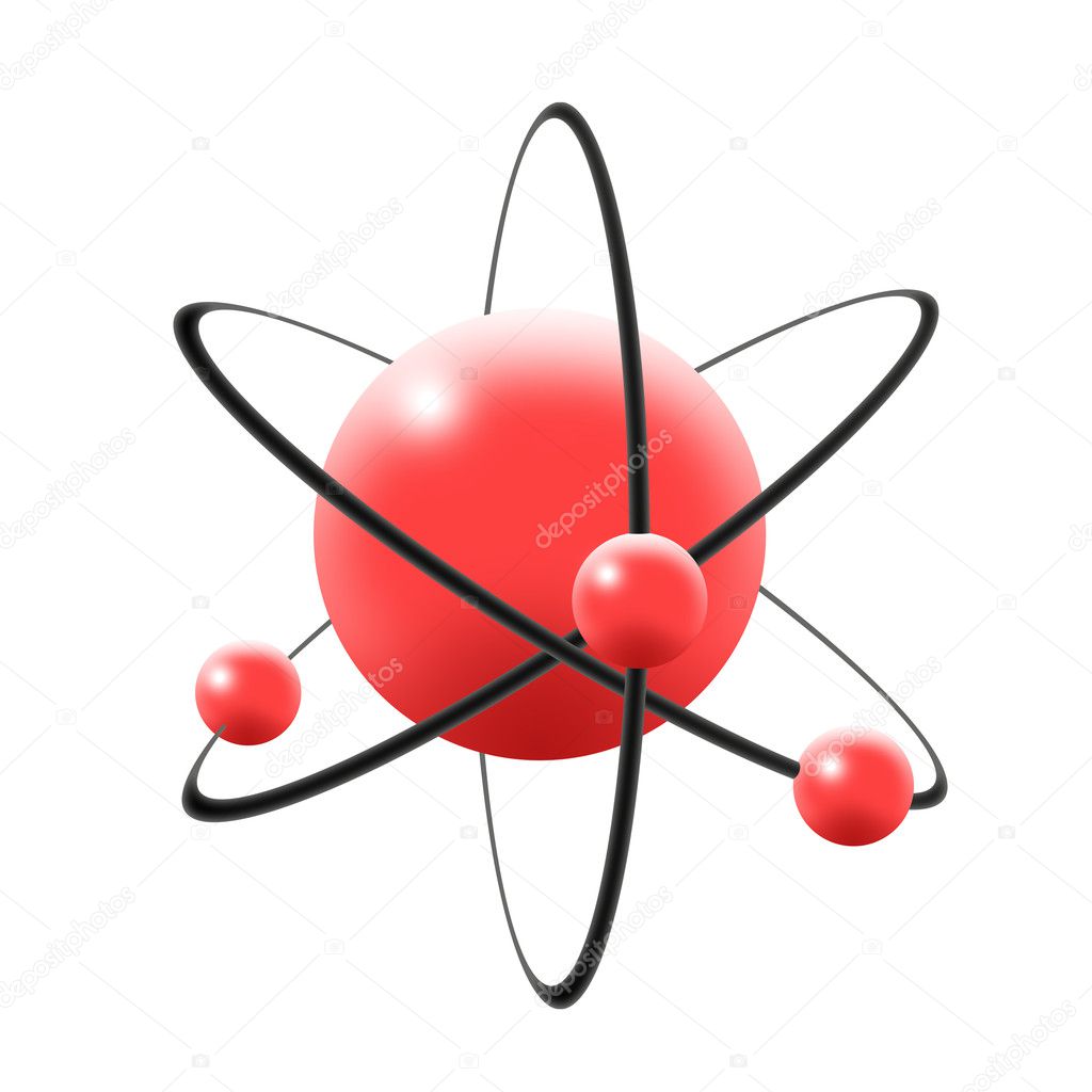 Illustration of atom, nuclues, proton, neutron & electron