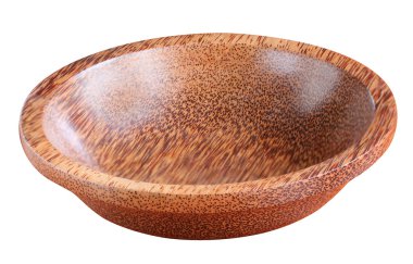 Beautiful decorative wooden bowl made of coconut wood isolated o clipart