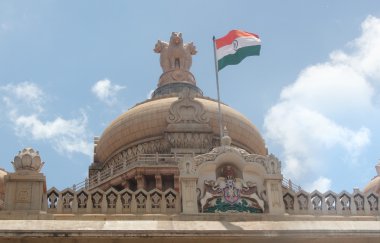 Indian national flag in tri color (orange, white & green) with a clipart