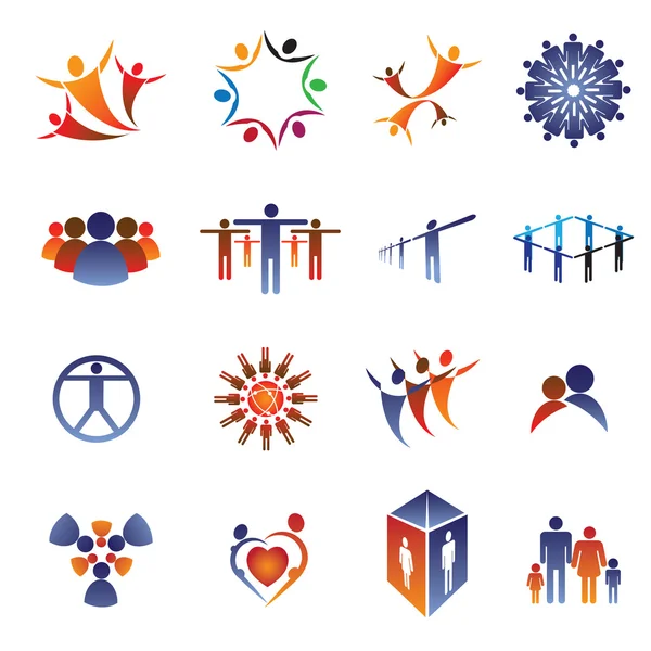Samling uppsättning ikoner och design delar som rör gemenskapen — Stock vektor