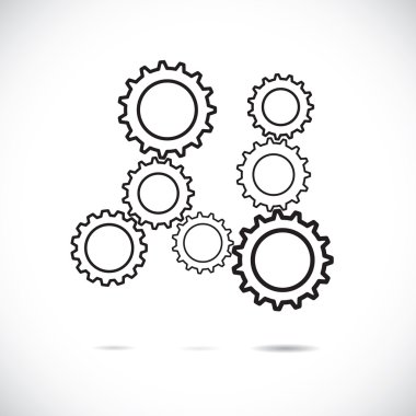 Abstract cogwheels in black and white showing controlled rotatin clipart