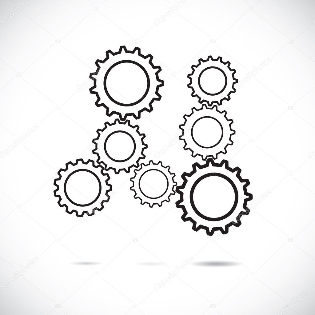 Abstract cogwheels in black and white showing controlled rotatin
