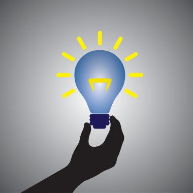 Graphic of person holding colorful bright incandescent light bul clipart