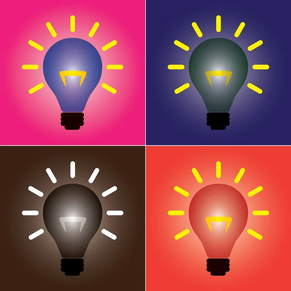 Colorful set of bright colored and vibrant incandescent glowing — Stock Vector