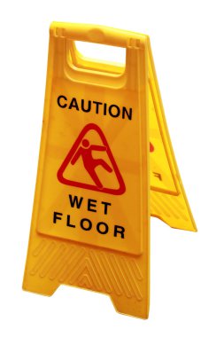 Wet floor sign board to caution about danger and risk iso clipart