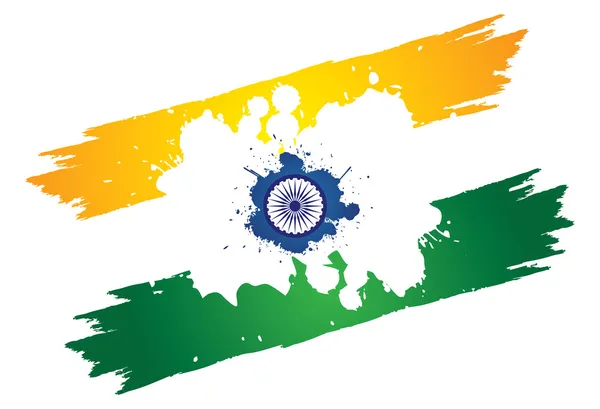 ธงชาติอินเดียสามสีในสีส้มหรือแซฟฟรอน ขาวและ g — ภาพเวกเตอร์สต็อก