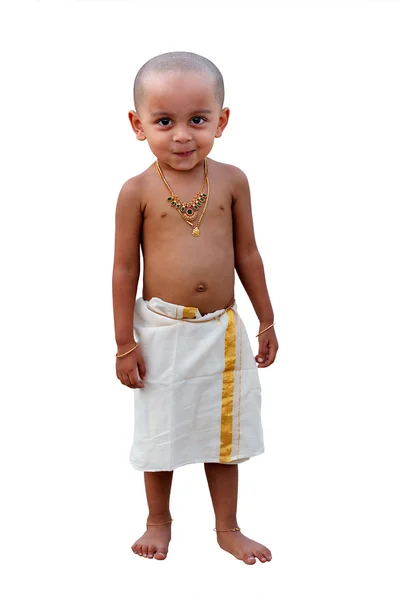 Bonito e bonito menino indiano feliz com sorriso impertinente — Fotografia de Stock
