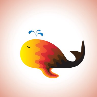 Abstract colorful illustration of a whale happily swimming and s clipart