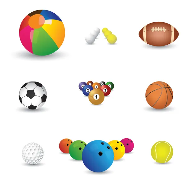 Collection of colorful sports balls illustration. The graphics i — Stock Vector