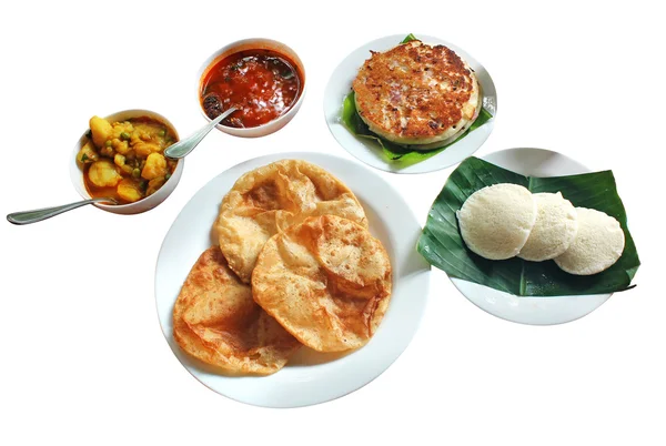 Desayuno y almuerzo de la mañana en el sur de la India compuesto por dosa o u — Foto de Stock