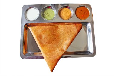 Appetizing and delicious traingular Indian masala dosa in golden clipart
