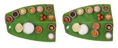 Sumptuous and wholesome onam meals called sadhya in kerala. The clipart