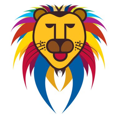 Beautiful colorful illustration of king of jungle - the lion on clipart