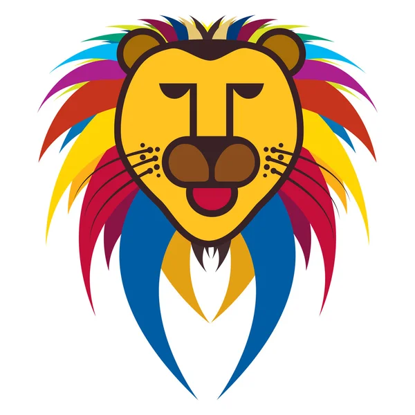 ジャングルのライオン キングの美しいカラフルなイラスト — ストックベクタ