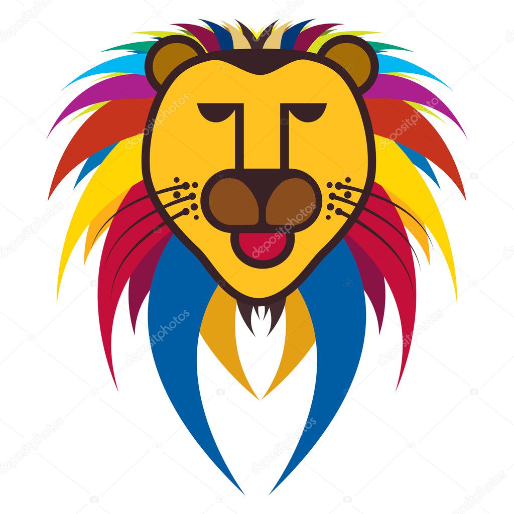 Beautiful colorful illustration of king of jungle - the lion on