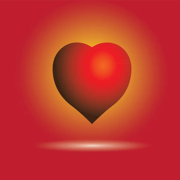 Ilustración de hermoso símbolo del corazón brillante en rojo brillante w — Archivo Imágenes Vectoriales