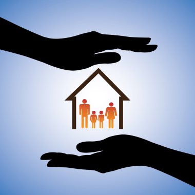 Concept illustration of safety of house and family. The graphic clipart