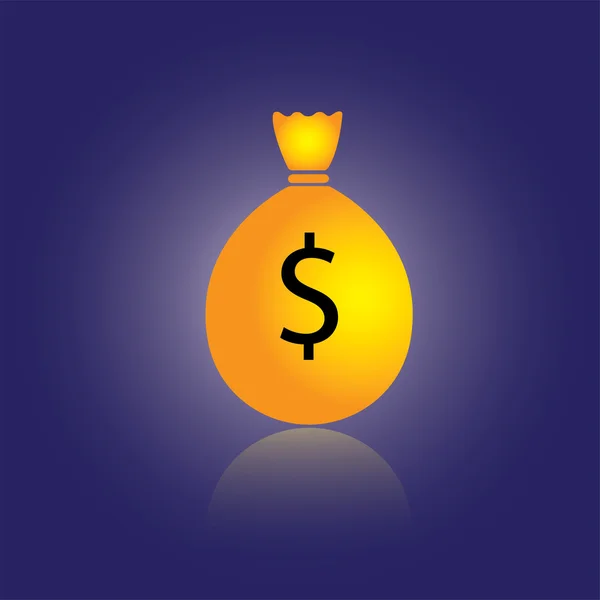 Illustratie van moneybag gevuld met dollars. de zak is in oran — Stockvector