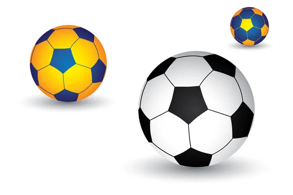 Abbildung von Fußball (soccer l) ball in schwarz-weiß sowie wel — Stockvektor