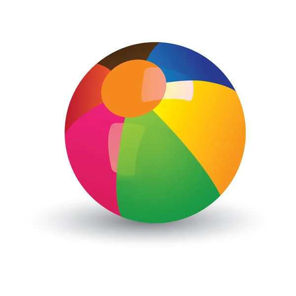 Ilustrace barevné svítící nafukovací míč. h koule grafika — Stockový vektor