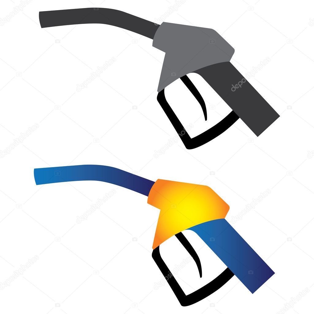 Illustration of petrol nozzle used for gas filling in black & wh