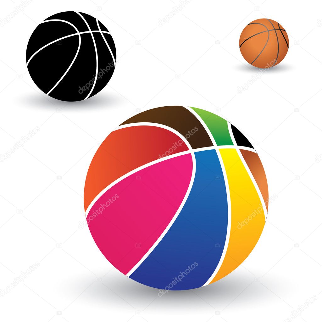Illustration of beautiful colorful basket ball along with brown
