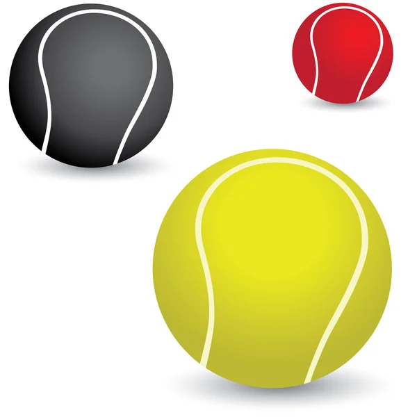Иллюстрация красивых красочных теннисных мячей в желтом, черном — стоковый вектор
